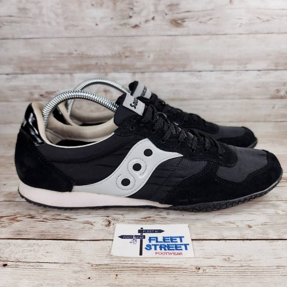 Saucony Mens Bullet Black White Running Shoes Lightweight Low Top size 10.5
